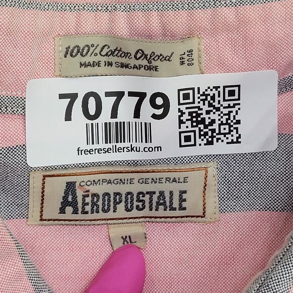Vintage 90s Aeropostale Poplin Button Shirt XL 26x31 Baggy Stripes - Picture 8 of 14